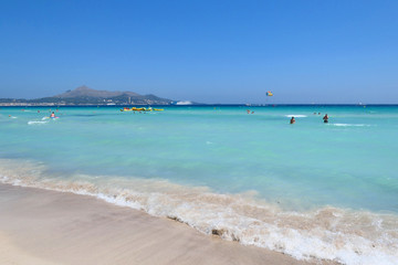 Fototapeta na wymiar Playa de Muro beach on Mallorca