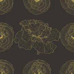 Fototapete Mohnblumen nahtloses Muster aus schwarzen und weißen Mohnblumen