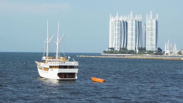 Phinis boat floating at Muara Angke port