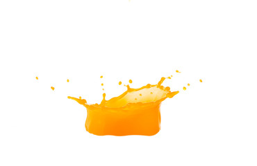 Fresh orange juice splashes on a white background