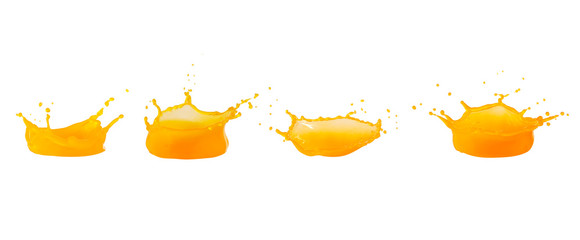 Orange juice splash set On a white background