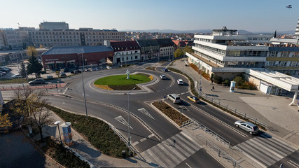Traffic circle with Herendi porcelain in the middle of Veszprém