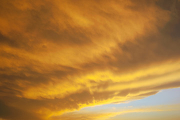 Beautiful landscape at sunset, cloudy sky