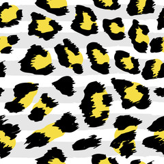 Leopard pattern design - funny  drawing seamless pattern with gray stripes. Poster or t-shirt textile graphic design. / wallpaper, wrapping paper, background.