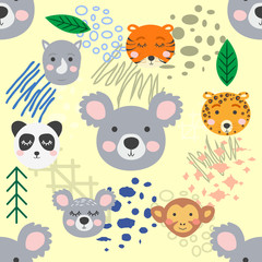 Fototapeta premium forest animal seamless pattern. hand drawn illustration