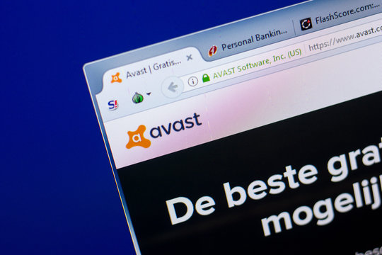 Ryazan, Russia - May 08, 2018: Avast website on the display of PC, url - Avast.com.