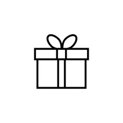Gift box with bow flat vector icon isolated on a white background.