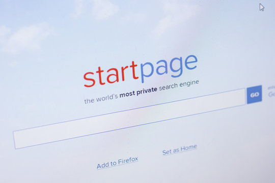 Ryazan, Russia - May 08, 2018: StartPage website on the display of PC, url - StartPage.com.