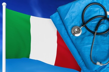 Health care in Italy. Stethoscope and medical uniform. © andriano_cz