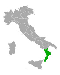Karte von Kalabrien in Italien