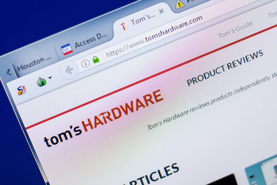 Ryazan, Russia - May 08, 2018: TomsHardware website on the display of PC, url - TomsHardware.com.