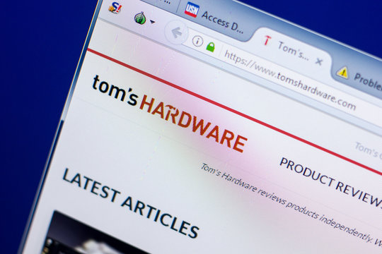 Ryazan, Russia - May 08, 2018: TomsHardware website on the display of PC, url - TomsHardware.com.