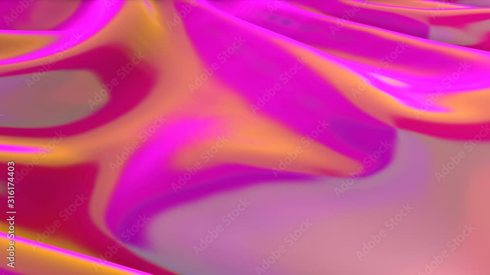 Poster a multi-colored plane is deformed by different waves. abstract animated background. 3d render