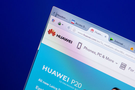 Ryazan, Russia - May 08, 2018: Huawei website on the display of PC, url - Huawei.com.