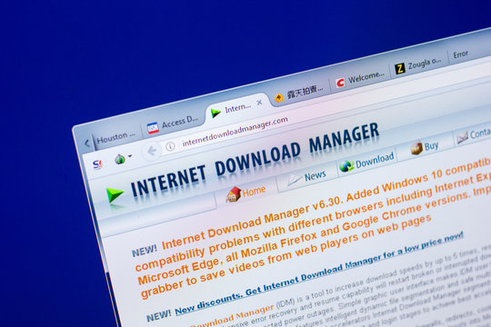Ryazan, Russia - May 08, 2018: InternetDownloadManager website on the display of PC, url - InternetDownloadManager.com.