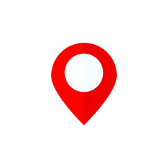 Red map pointer flat vector icon isolated on a white background.