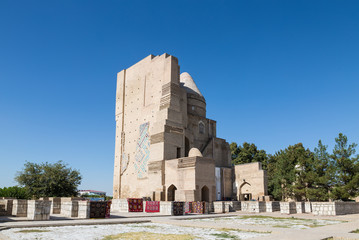 Fototapeta na wymiar View of the memorial complex Dorus Saodat complex, Shakhrisabz, Uzbekistan
