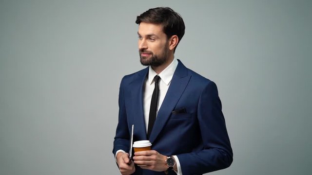 full hd video of young handsome stylish businessman - 4x slow motion