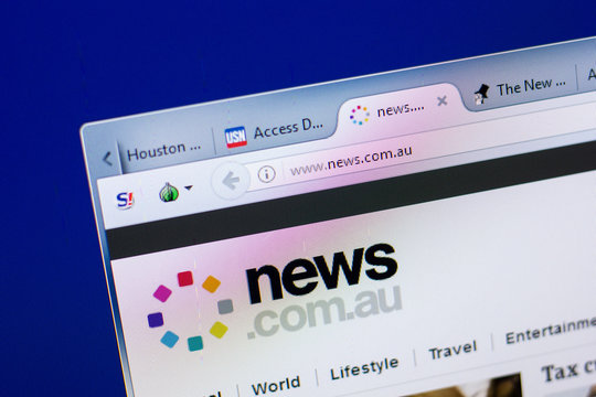 Ryazan, Russia - May 08, 2018: News website on the display of PC, url - News.com.au.