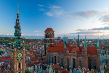 Obraz premium Aerial view to old town in Gdansk.
