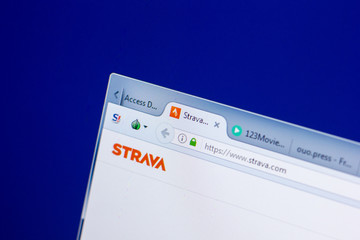 Ryazan, Russia - May 08, 2018: Strava website on the display of PC, url - Strava.com.