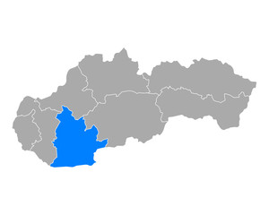 Karte von Nitriansky kraj  in Slowakei - obrazy, fototapety, plakaty