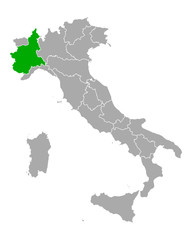 Fototapeta na wymiar Karte von Piemont in Italien