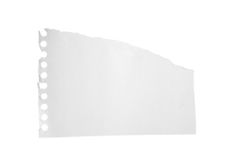 Piece of blank notebook paper isolated on white. Space for design