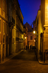 Fototapeta premium Lisbon Portugal empty street at night