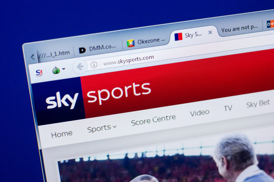Ryazan, Russia - May 08, 2018: SkySports website on the display of PC, url - SkySports.com.