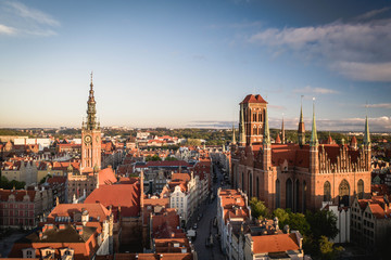 Aerial view to old town in Gdansk.