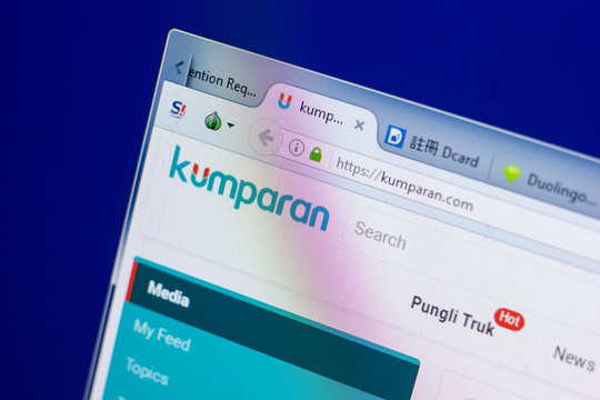 Ryazan, Russia - May 08, 2018: Kumparan website on the display of PC, url - Kumparan.com.
