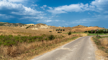 Rural landscape in Matera province at summer