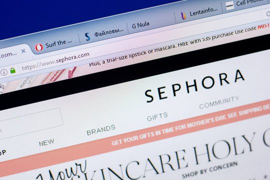 Ryazan, Russia - May 08, 2018: Sephora website on the display of PC, url - Sephora.com.