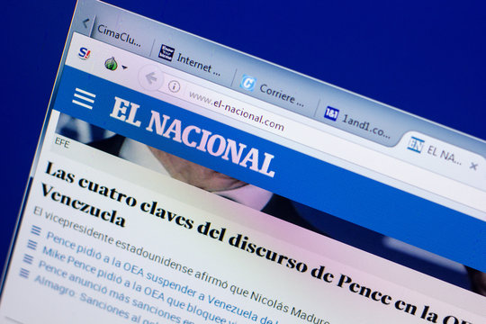 Ryazan, Russia - May 08, 2018: El-Nacional website on the display of PC, url - El-Nacional.com.