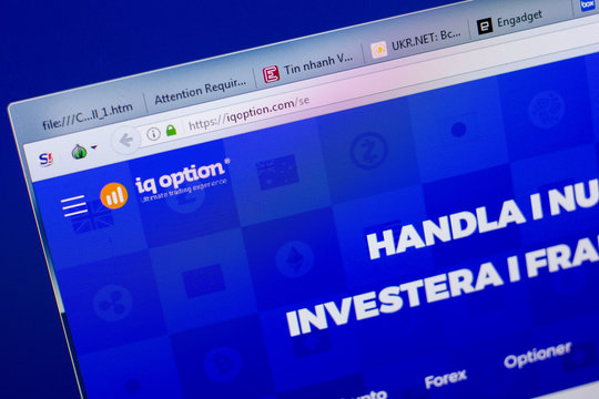 Ryazan, Russia - May 08, 2018: IqOption website on the display of PC, url - IqOption.com.