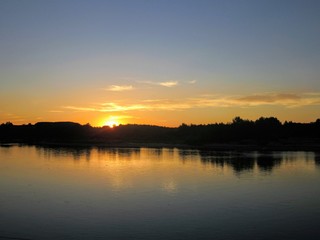 Sunset over Vistula river. Kazimierz Dolny, Poland, Europe