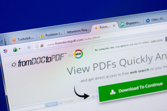 Ryazan, Russia - May 08, 2018: FromDocToPdf website on the display of PC, url - FromDocToPdf.com.