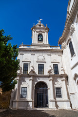 Old white chapel on a hill of Lisbon