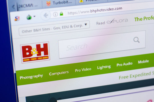 Ryazan, Russia - May 08, 2018: BHPhotovideo website on the display of PC, url - BHPhotovideo.com.