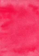 Red watercolor texture on watercolor paper. Abstract hand painted watercolor background.