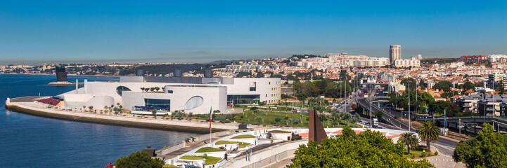 Panoramic view of the Champalimaud Foundation building seen from the Tower of Belem in Lisbon