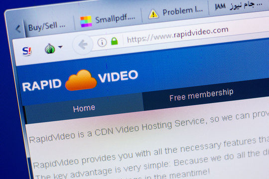 Ryazan, Russia - May 08, 2018: RapidVideo website on the display of PC, url - RapidVideo.com.