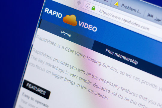 Ryazan, Russia - May 08, 2018: RapidVideo website on the display of PC, url - RapidVideo.com.