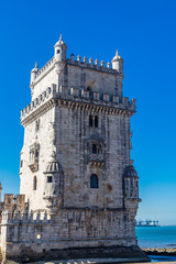 Fototapeta na wymiar Belem Tower a 16th-century fortification located in Lisbon, Portugal