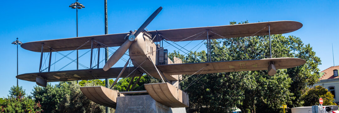 The Statue of Gago Coutinho Sacadura Cabral Plane in Lisbon