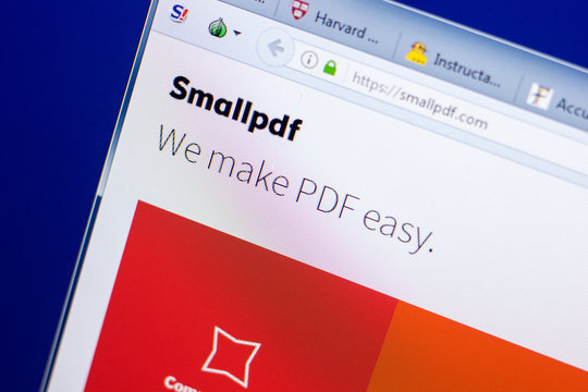 Ryazan, Russia - May 08, 2018: SmallPDF website on the display of PC, url - SmallPDF.com.