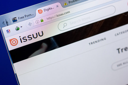 Ryazan, Russia - May 08, 2018: ISSUU website on the display of PC, url - ISSUU.com.