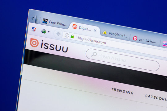 Ryazan, Russia - May 08, 2018: ISSUU website on the display of PC, url - ISSUU.com.