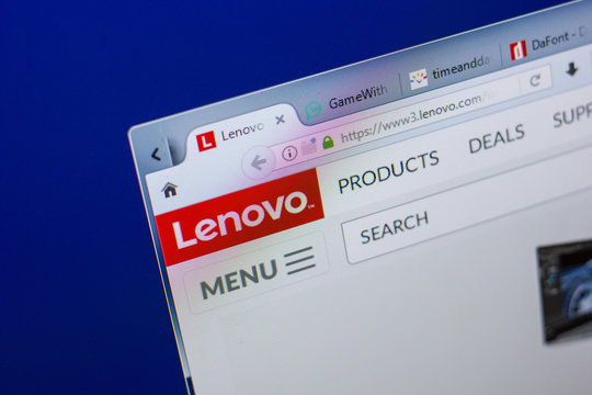 Ryazan, Russia - May 13, 2018: Lenovo website on the display of PC, url - Lenovo.com.